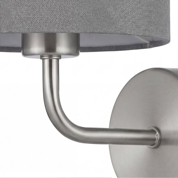 Wandleuchte Metall Stoff 26 cm hoch in Silber Grau E27