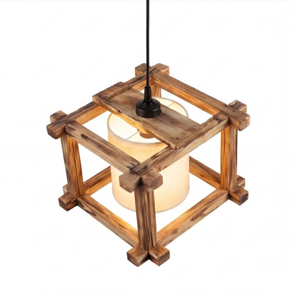 Pendelleuchte Metall Holz 32 cm breit H: max. 120 cm