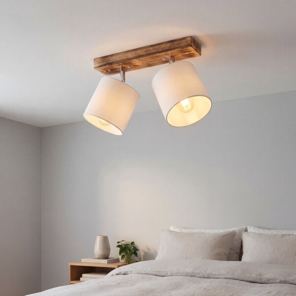 Spot Strahler Metall Stoff E27 verstellbar 2-flammig