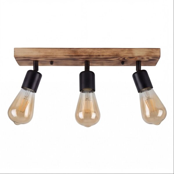 Spot Lampe Holz Metall E27 verstellbar 3-flammig RETHEN