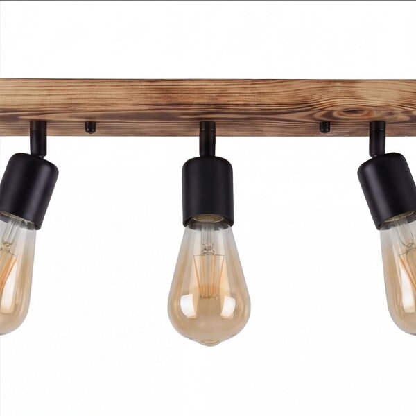 Spot Lampe Holz Metall E27 verstellbar 3-flammig RETHEN