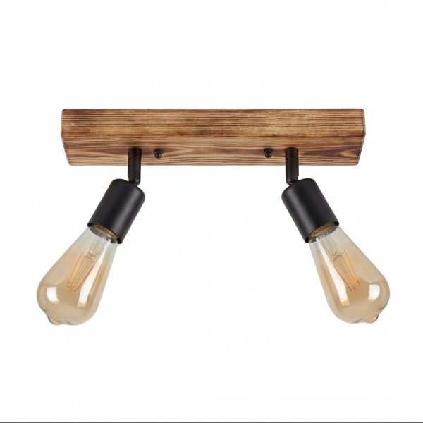 Spot Lampe Holz Metall verstellbar E27 2-flammig RETHEN