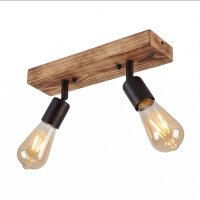 Spot Lampe Holz Metall verstellbar E27 2-flammig RETHEN
