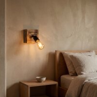 Spot Lampe Wand Holz Metall verstellbar E27 eckig