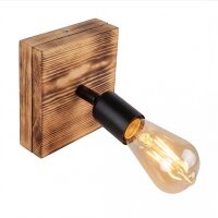 Spot Lampe Wand Holz Metall verstellbar E27 eckig