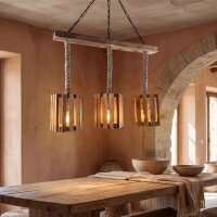 Hängeleuchte Metall Holz H: max. 87 cm E27 3-flammig