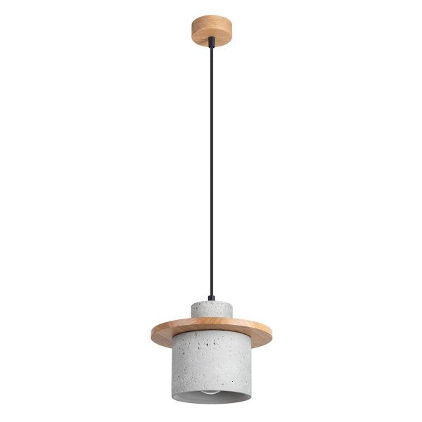 Hängelampe Holz Beton E27 22 cm Pendelleuchte Esstisch