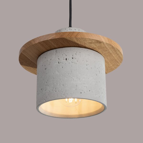 Hängelampe Holz Beton E27 22 cm Pendelleuchte Esstisch