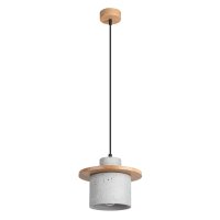 Hängelampe Holz Beton E27 22 cm Pendelleuchte Esstisch