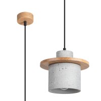 Hängelampe Holz Beton E27 22 cm Pendelleuchte Esstisch