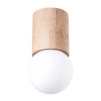 Deckenleuchte Holz Glas Weiß G9 12 cm rund blendarm