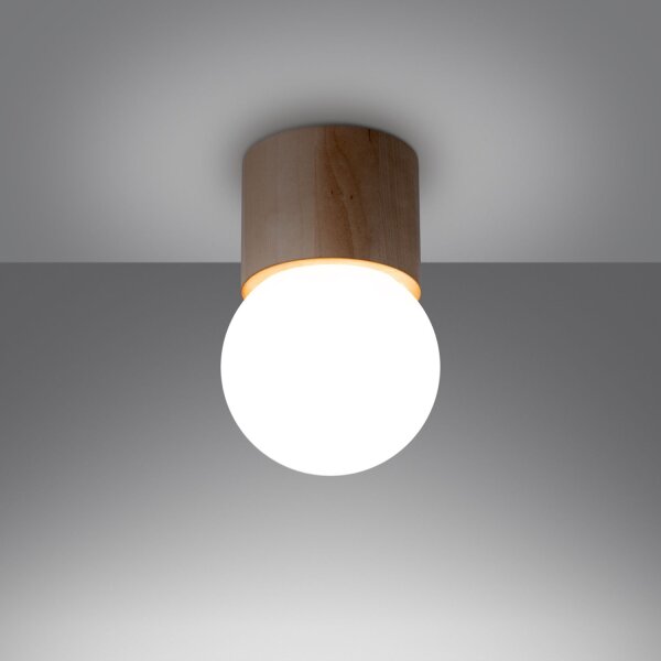Deckenlampe Glas Holz G9 H:19 cm gemütlich blendarm