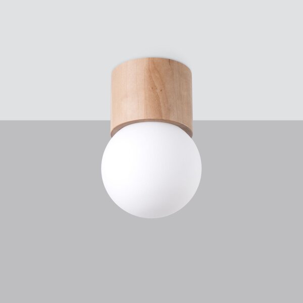 Deckenlampe Glas Holz G9 H:19 cm gemütlich blendarm