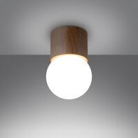 Deckenlampe Glas Holz G9 H:19 cm gemütlich blendarm