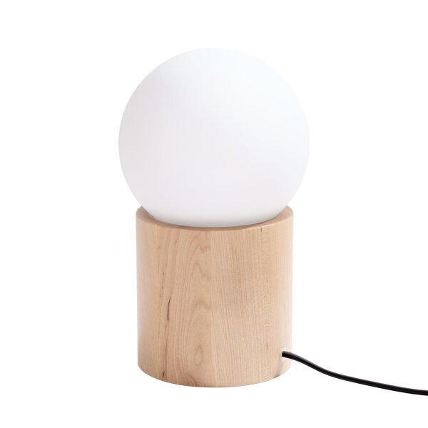 Tischlampe Holz Glas Weiß G9 21 cm Nachttisch blendarm