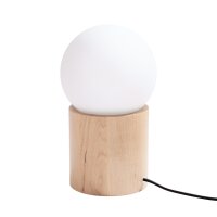 Tischlampe Holz Glas Weiß G9 21 cm Nachttisch blendarm