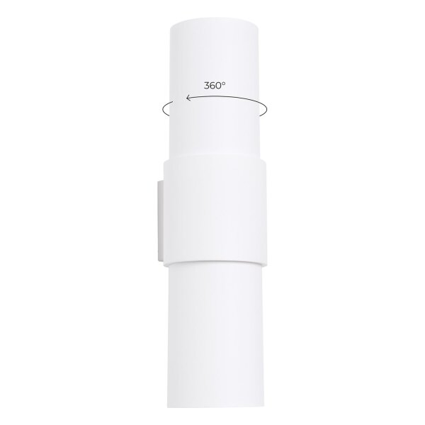 Wandlampe Stahl Weiß E27 H:37 cm Up Down indirekt