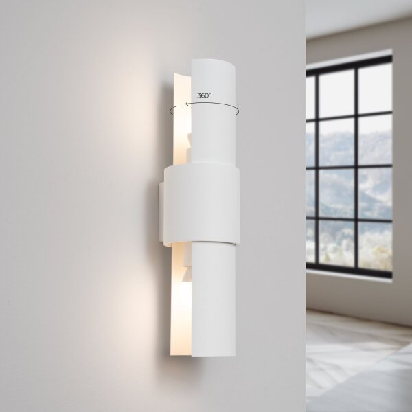 Wandlampe Stahl Weiß E27 H:37 cm Up Down indirekt