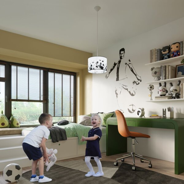 Hängelampe Kinderzimmer E27 Fußball Ø30 cm blendarm