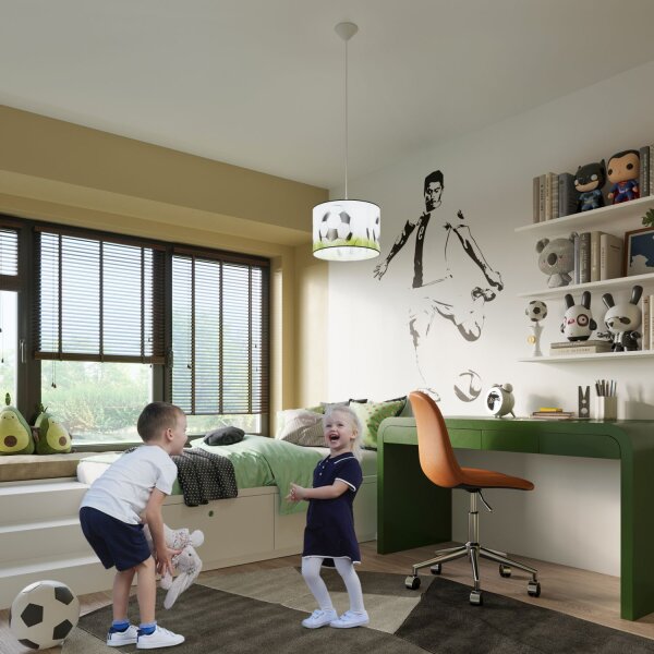 Hängelampe Kinder E27 Fußball Kinderzimmer Ø30 cm rund