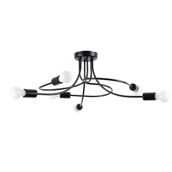 Deckenlampe Schwarz Stahl E27 B:66 cm Mehrflammig
