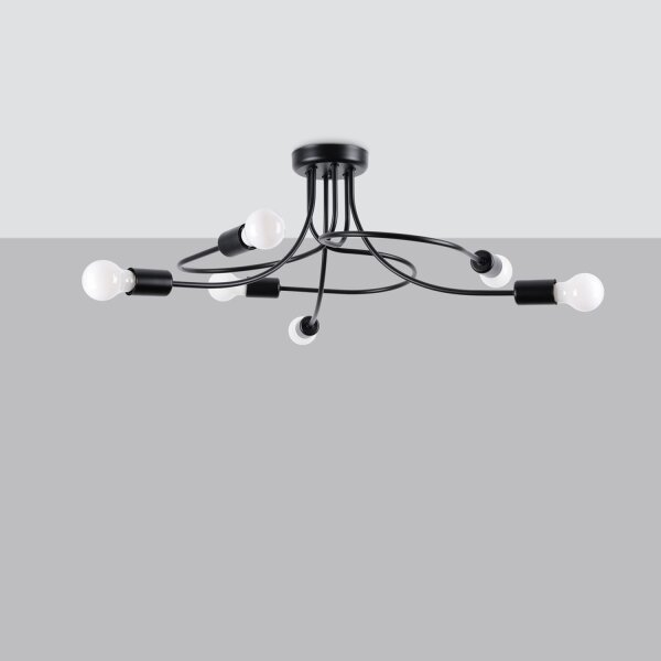 Deckenlampe Schwarz Stahl E27 B:66 cm Mehrflammig