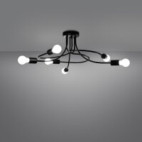Deckenlampe Schwarz Stahl E27 B:66 cm Mehrflammig