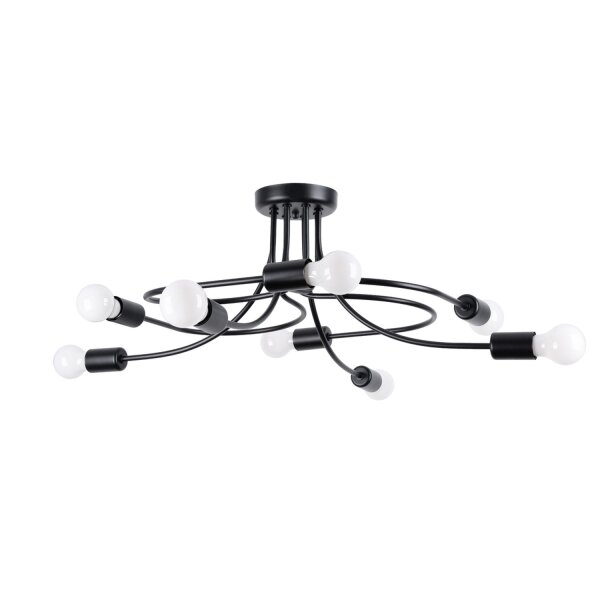 Deckenleuchte Schwarz Stahl E27 B:58 cm Mehrflammig