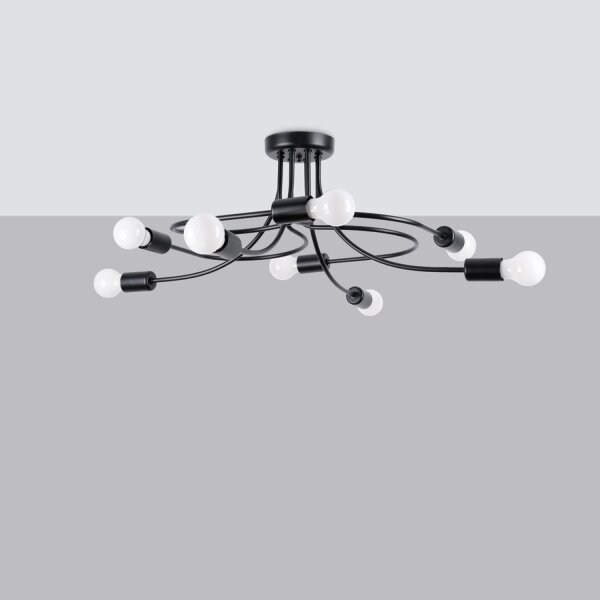 Deckenleuchte Schwarz Stahl E27 B:58 cm Mehrflammig