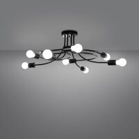 Deckenleuchte Schwarz Stahl E27 B:58 cm Mehrflammig