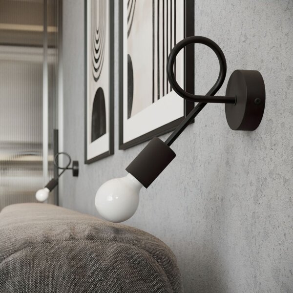 Wandlampe mit Arm Schwarz Stahl E27 H:19 cm dekorativ