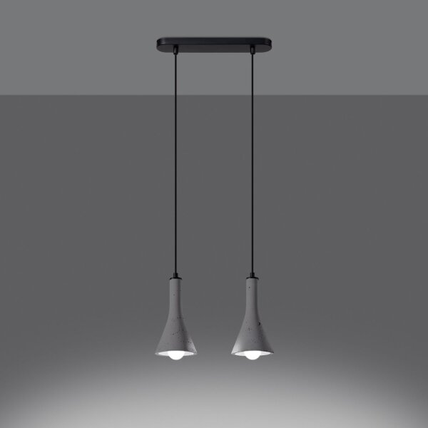 Hängelampe Beton Stahl Grau Schwarz E14 34 cm 2-flammig