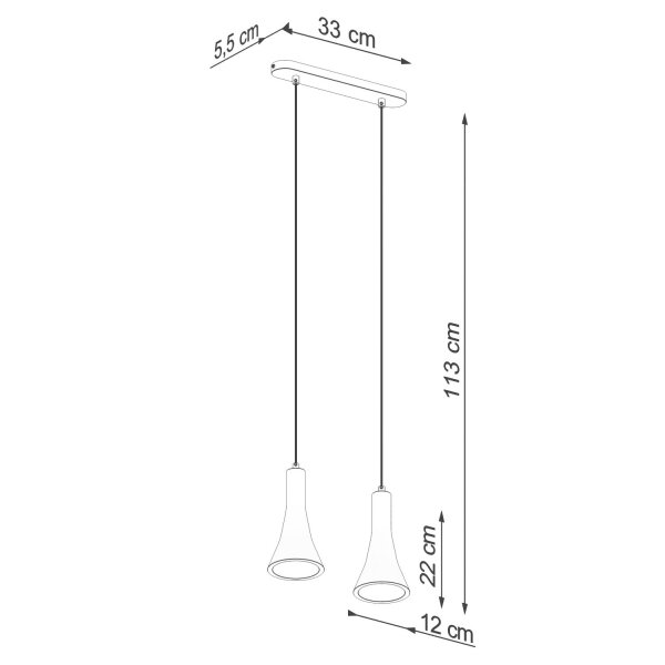 Hängelampe Beton Stahl Grau Schwarz E14 34 cm 2-flammig
