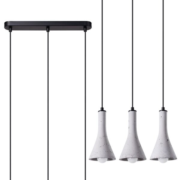 Pendelleuchte Beton Grau Schwarz E14 46 cm 3-flammig