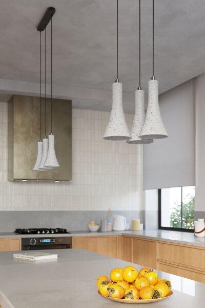 Pendelleuchte Beton Grau Schwarz E14 46 cm 3-flammig