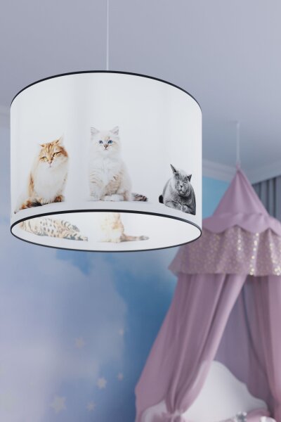 Hängelampe Kinder E27 Katze Kinderzimmer Ø30 cm rund