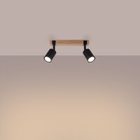 Deckenstrahler Holz Stahl Schwarz GU10 flexibel 38 cm