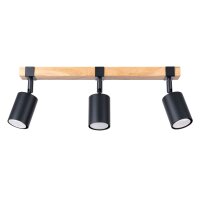 Deckenstrahler Holz Stahl Schwarz GU10 flexibel 54 cm