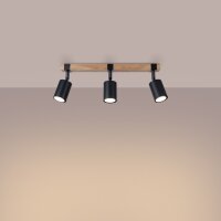 Deckenstrahler Holz Stahl Schwarz GU10 flexibel 54 cm