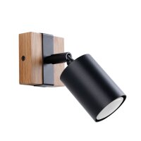 Wandstrahler Holz Stahl Schwarz GU10 H:13 cm schwenkbar