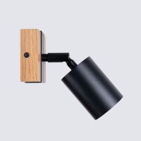 Wandstrahler Holz Stahl Schwarz GU10 H:13 cm schwenkbar