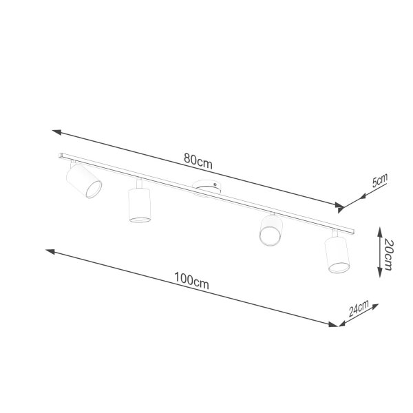 Deckenstrahler Stahl Schwarz GU10 100 cm verstellbar