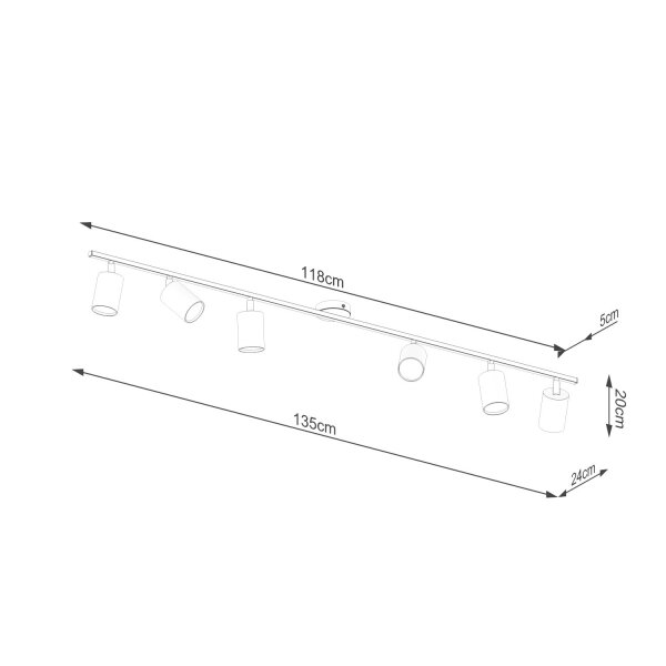 Deckenspot Stahl Schwarz GU10 135 cm verstellbar