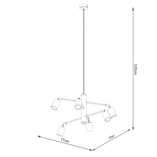 Hängelampe Stahl Schwarz flexibel GU10 L:77 cm 6-flmg