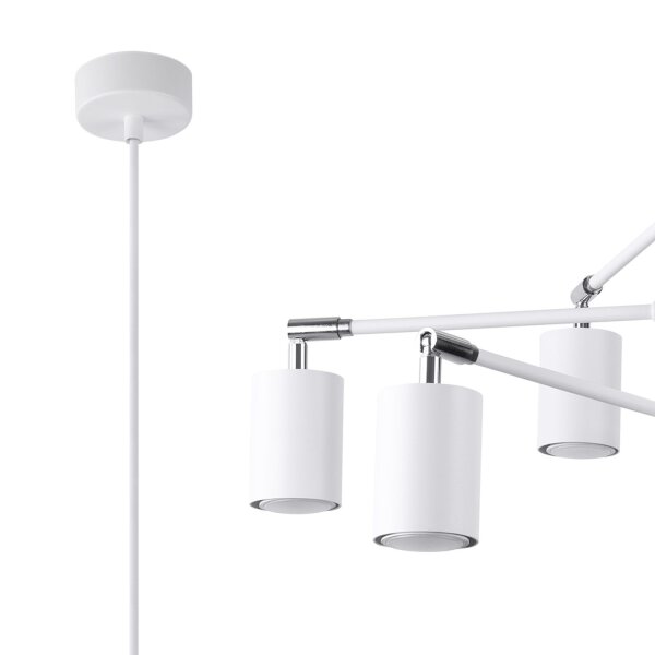 Hängelampe Stahl Weiß flexibel GU10 L:77 cm 6-flammig