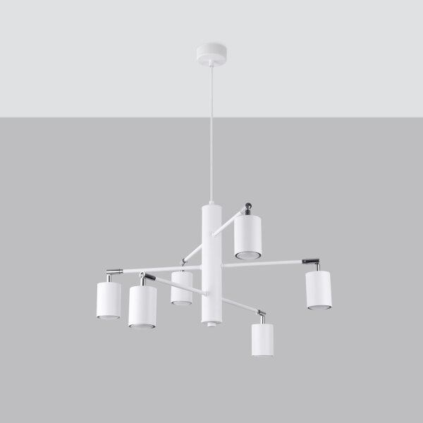 Hängelampe Stahl Weiß flexibel GU10 L:77 cm 6-flammig