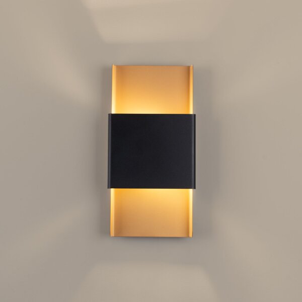 Wandleuchte Up Down Stahl Gold Schwarz G9 H:40 cm