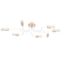 Deckenlampe Stahl Holz Wei&szlig; E27 B:100 cm 8-flammig