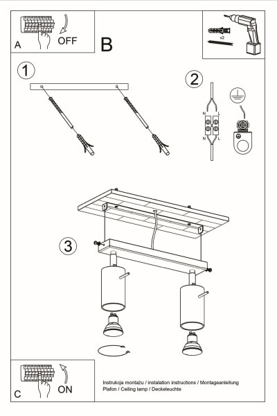 Deckenspot Weiß Stahl GU10 flexibel 30 cm 2-flammig