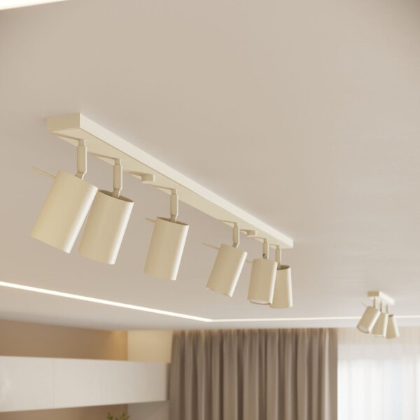 Deckenspot Beige Stahl GU10 L:45 cm 3-flmg verstellbar